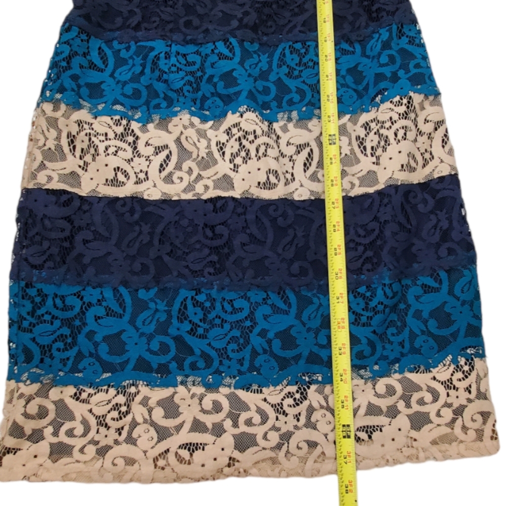 🦜 2/$10 Ann Taylor Lace Stripe Multicolor Dress. Sz.4. - Picture 10 of 11